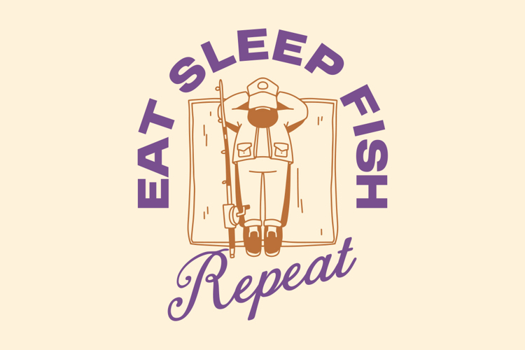 Eat Sleep Fish Vintage Summer Fishing T shirt Design