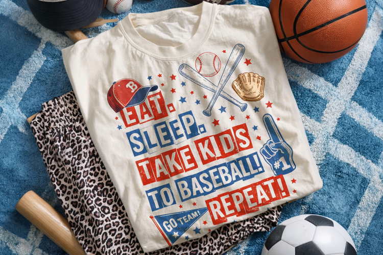 Eat Sleep Take Kids To Baseball Repeat, Funny Baseball Mom