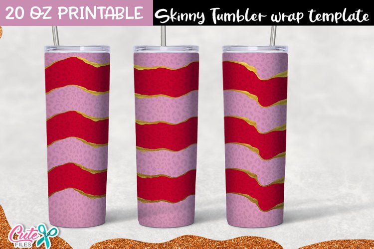 Red and pink geode Valentines day 20 Oz. Skinny Tumbler wrap