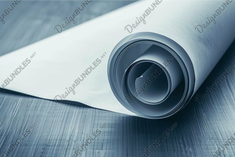 White paper roll lying on wooden table surface