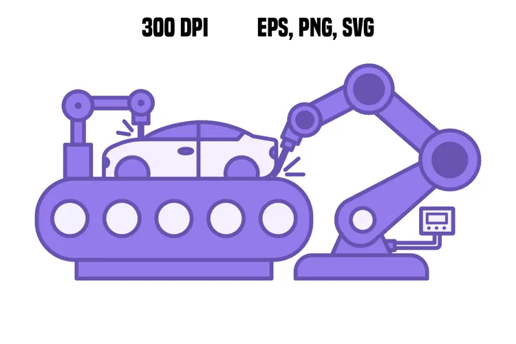 Purple Robotic Assembly Station Icon