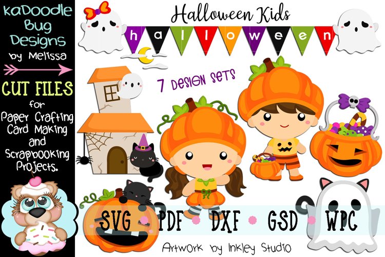 Halloween Kids Bundle - 7 Cut File Designs - SVG example image 1