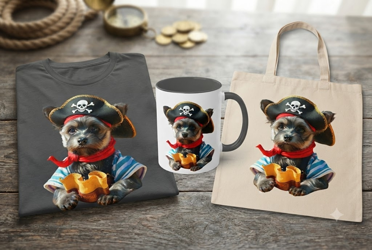 Cute Pirate Puppy PNG Summer Dog Beach Clipart Design
