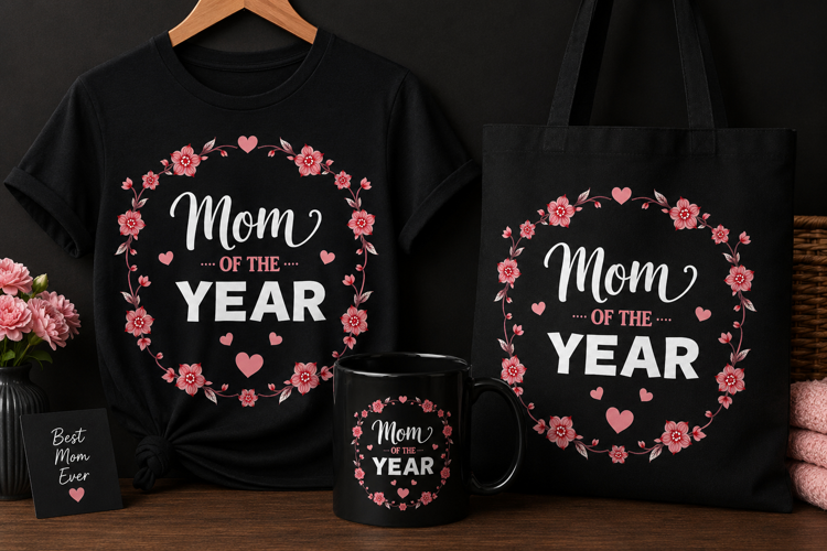 Mom of the Year PNG | Floral Mother’s Day Heart Design
