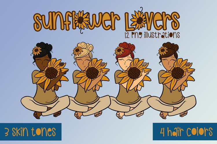 Sunflower Lovers | Multi Option PNG Clipart Illustration example image 1