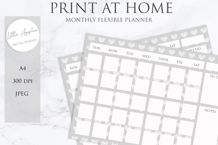 Printable Flexible Monthly Wall Planner Calendar. (536212)