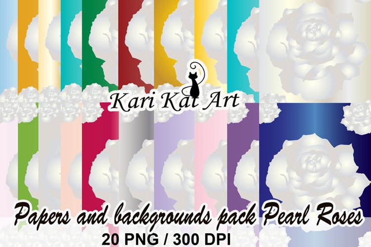 Papers and backgrounds pack Pearl, printable roses, scrapboo example image 1