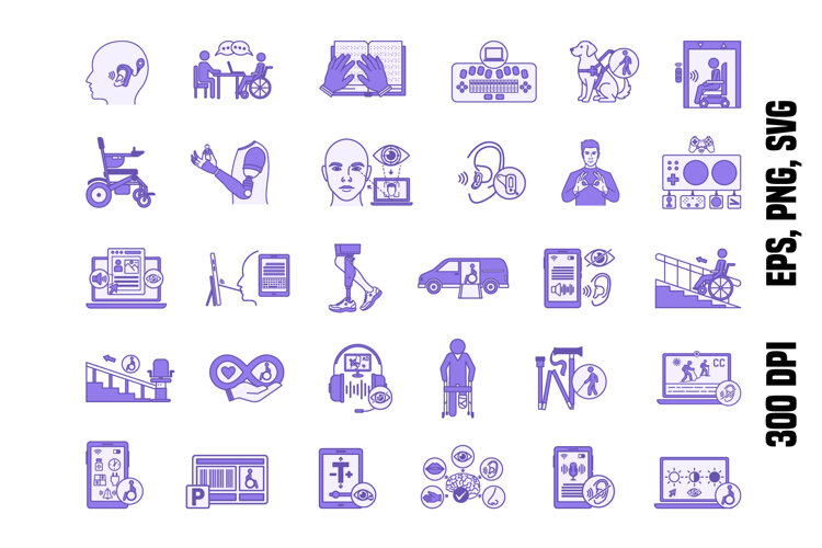 Purple Accessibility and Universality Icons example image 1