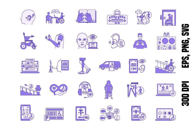Purple Accessibility and Universality Icons
