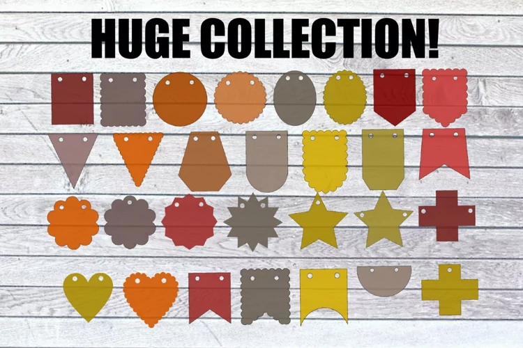 Bunting Flag Shapes Garland Banner Template SVG/DXF/PNG/jpeg