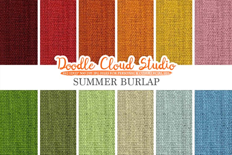 Colorful Summer Burlap Fabric digital paper pack, Colorful Bright Backgrounds, Burlap linen printables, Instant Download for Commercial Use example image 1