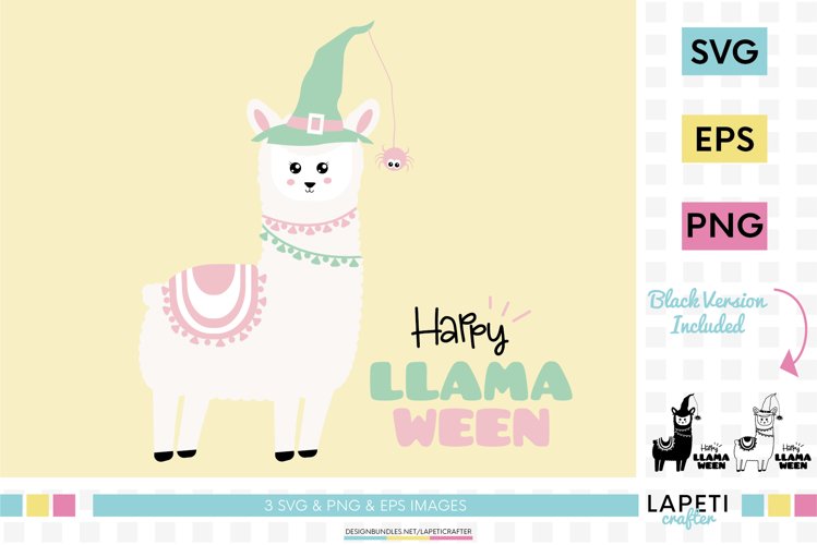 Happy Llama ween svg, halloween llama svg, funny svg example image 1