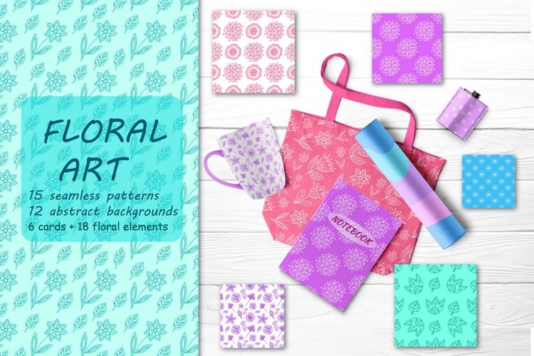 Floral Clipart and Digital Paper Pack- Flowers \ Vector, Jpg