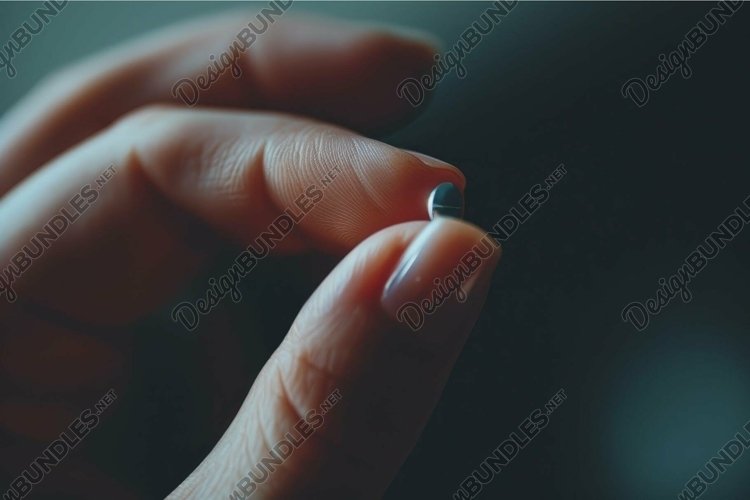 Closeup of hand holding tiny object example image 1