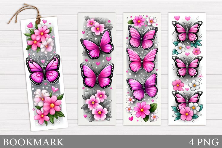Butterflies Bookmark Design. Flowers Bookmark Sublimation