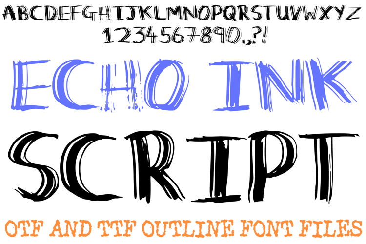 Echo Ink Script Handwriting Lettering Font Hand Drawn ABC