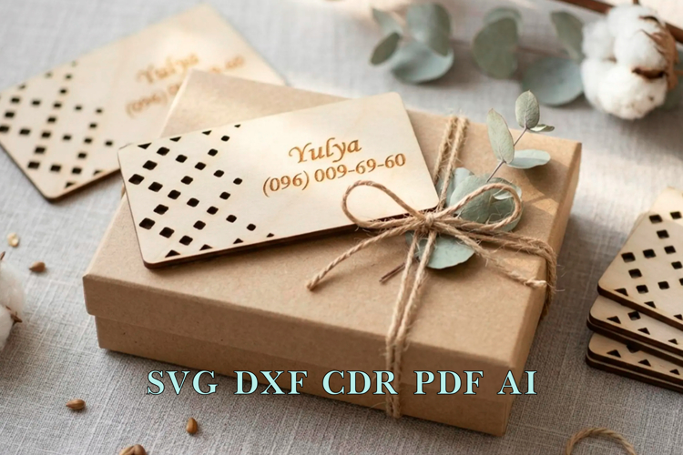 Business card with engraving. Plywood business card.