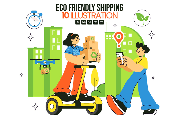 10 Eco Friendly Shipping Service Illustration
