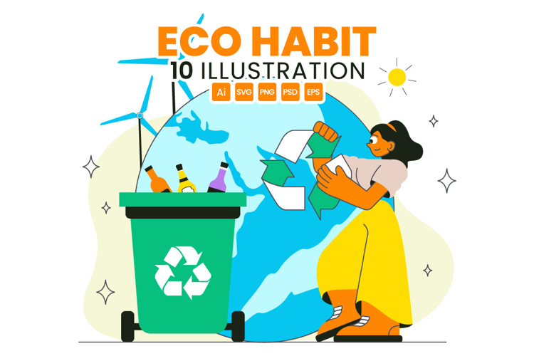 10 Eco Habit Illustration
