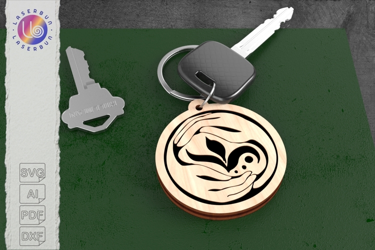 Heart Leaf Hands Keychain SVG, Nature Love Symbol for Laser