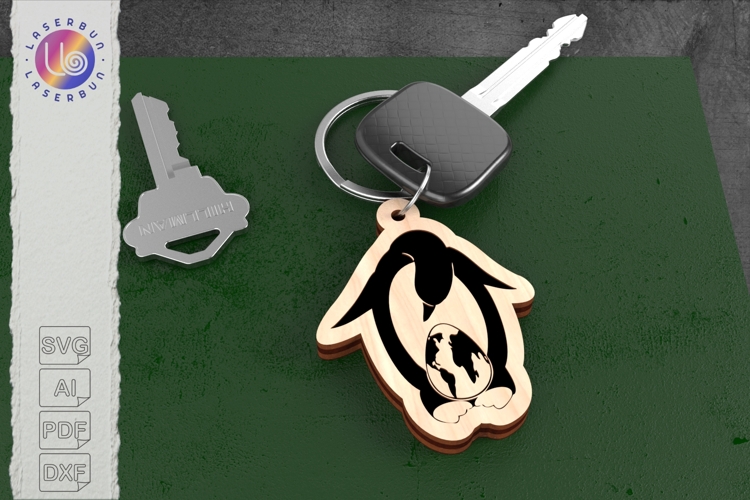 Penguin Earth Keychain SVG, Cute Environmental Charm