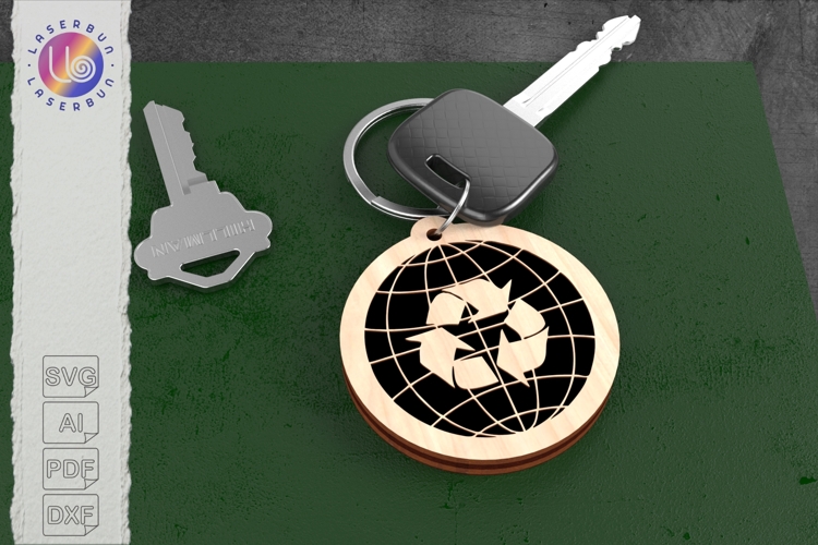 Recycling Globe Keychain SVG, Eco Symbol Design