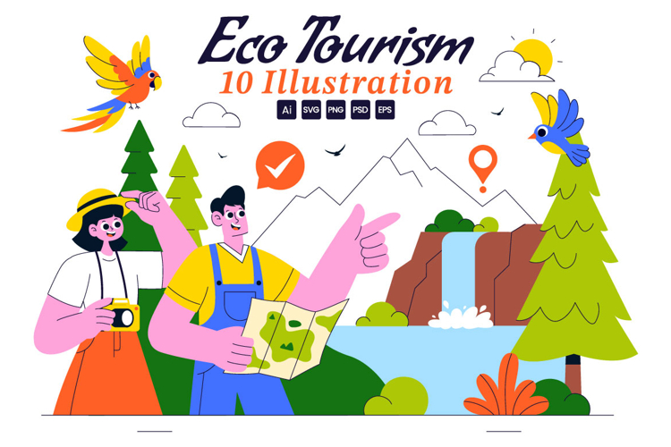 10 Eco Tourism Travel Destination Illustration