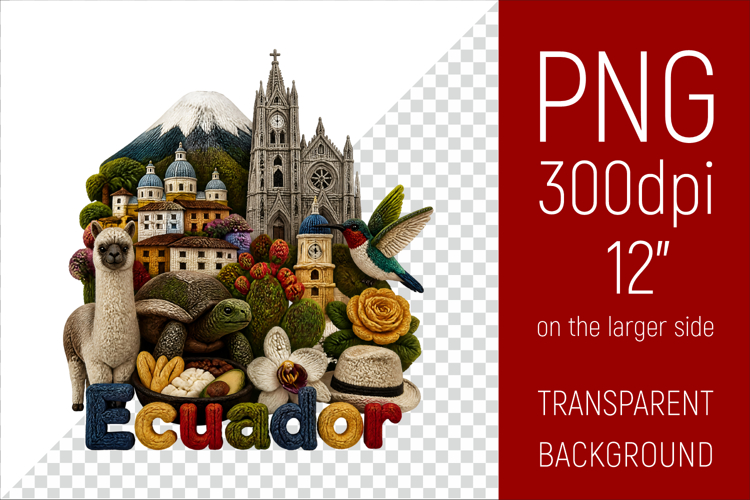 Ecuador Travel Landmark | National Culture Illustratio