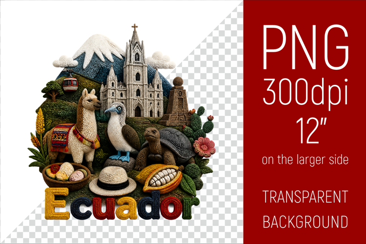 Ecuador Travel Landmark | National Culture Illustratio