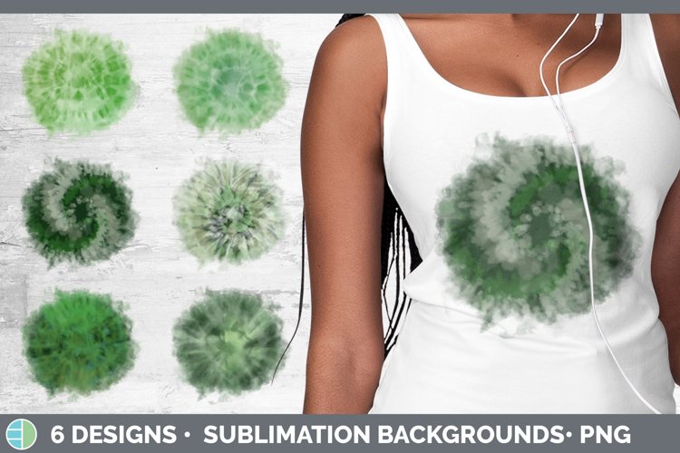 Bundle of six green tie dye grunge sublimation backgrounds.
