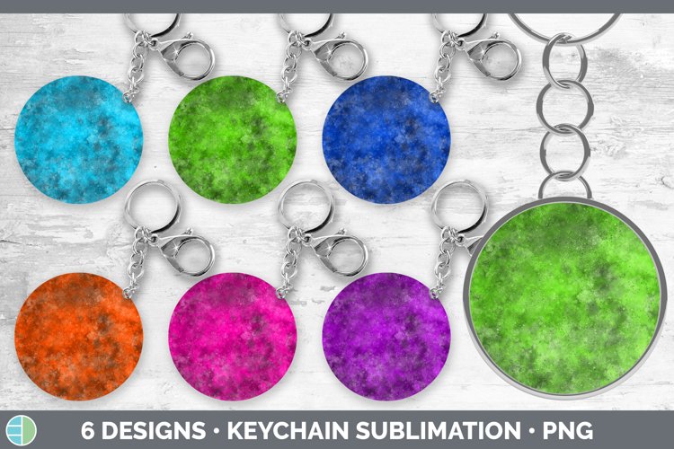 Brightly colored textured designs for keychains in blue, green, pink, orange and purple
