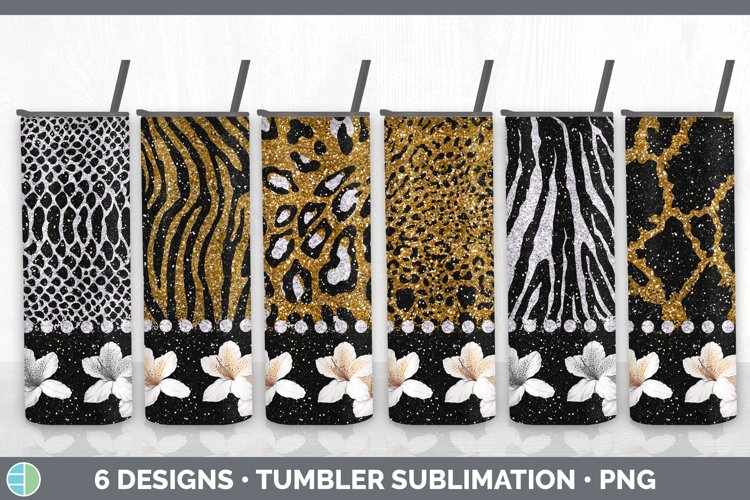 Animal Print Tumbler | Flower Skinny Tumbler Sublimation example image 1