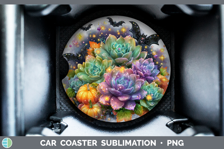 Best Sellers 02 Cute Halloween Succulents Car Coaster Sublim