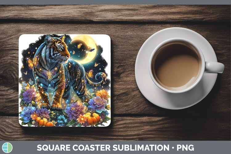 Best Sellers 03 Cute Halloween Tiger Square Coaster Sublimat example image 1