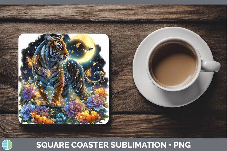 Best Sellers 03 Cute Halloween Tiger Square Coaster Sublimat