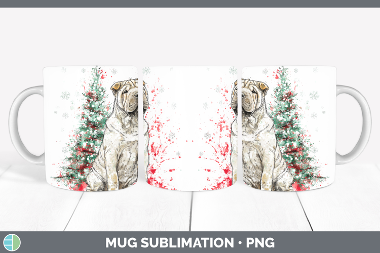 Shar Pei Mug Wrap Dogs 01 Splash Christmas Sublimation Coffe