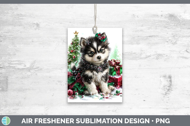 Husky Dogs 02 Cute Christmas Air Freshener Sublimation Desig example image 1