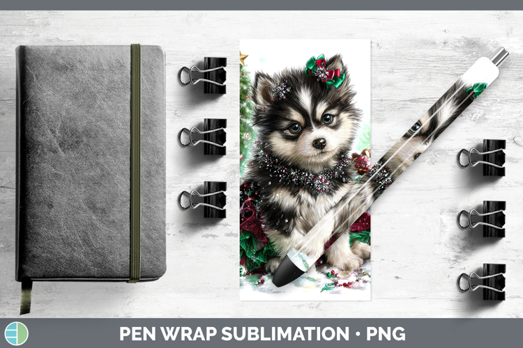 Husky Dogs 02 Cute Christmas Pen Wrap Sublimation Design