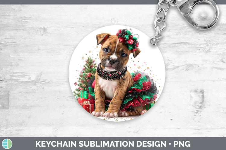 Pit Bull Dogs 02 Cute Christmas Keychain Sublimation Design