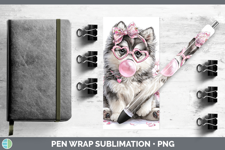 Alaskan Malamute Dogs 02 Pink Bubble Gum Pen Wrap Sublimatio