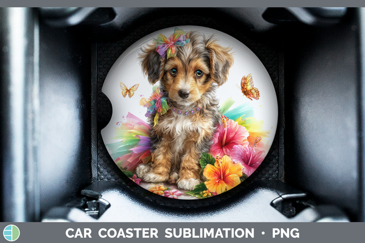 Afghan Hound Car Coaster Dogs 05 Rainbow Summer Sublimation