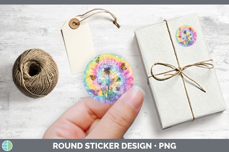 Dandelion Flowers 03 Tie Dye Stickers Design