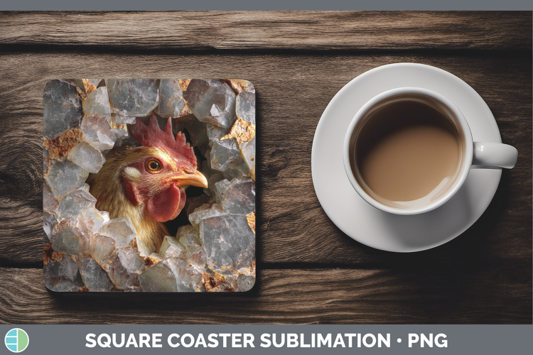 Farm Geode Chicken Square Coaster Sublimation Coaster Design