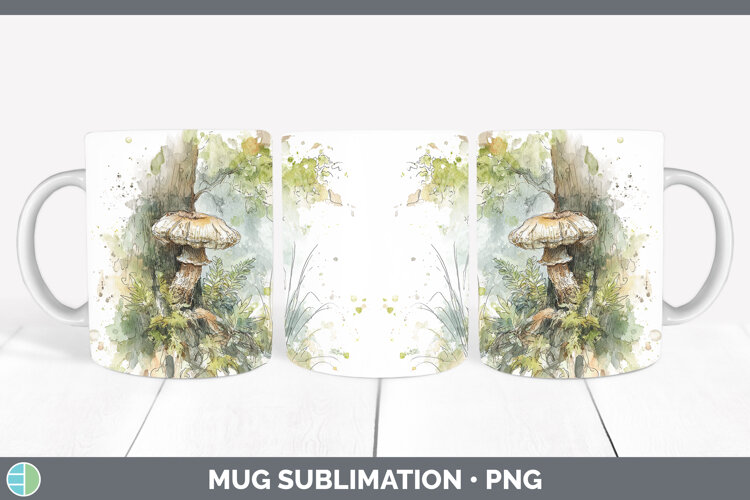 Shiitake Mushroom Sketch Mug Wrap Sublimation Design example image 1