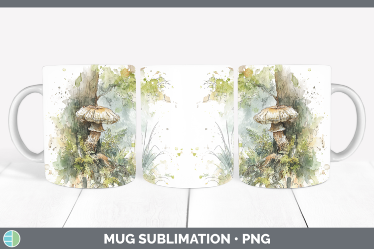 Shiitake Mushroom Sketch Mug Wrap Sublimation Design
