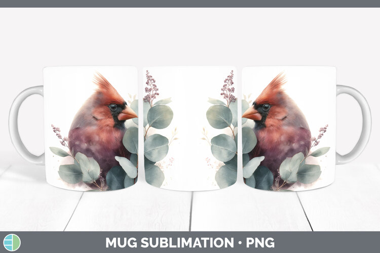 Cardinal Animals Lavender and Eucalyptus Mug Wrap Sublimatio example image 1