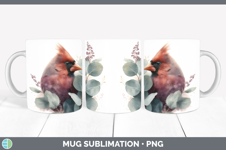 Cardinal Animals Lavender and Eucalyptus Mug Wrap Sublimatio