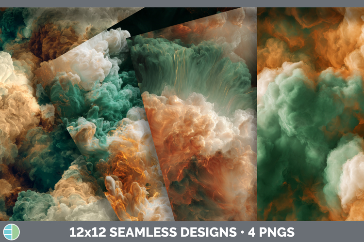 Green and Copper Seamless Smoke Clouds Textured Background P