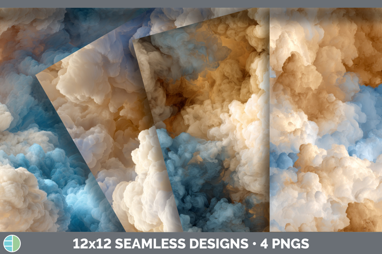 Sky Blue and Beige Seamless Smoke Clouds Textured Background