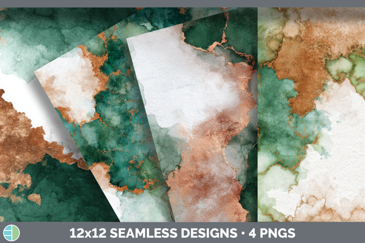 Green and Copper Seamless Watercolor Textured Background Pap